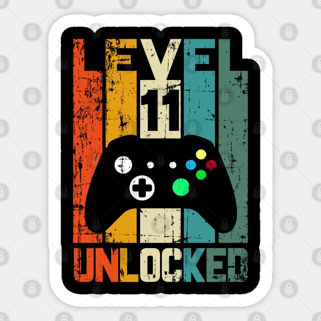 Level 11 Unlocked/ 11th Birthday Gift/Gamer Birthday/ Funny Gamer Birthday/ Eleventh Birthday Boy Gamer/ Eleventh Birthday Sticker by UranusArts